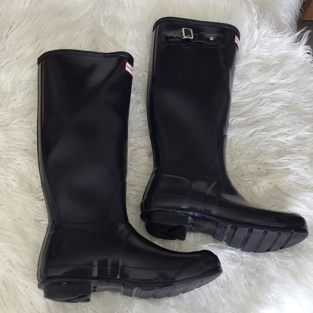 Hunter Women's Tall Gloss Black Rain Boots